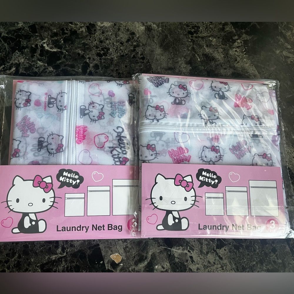 2 Sets Sanrio Hello Kitty Allover Print Laundry Net Bag Pink 3pcs Storage Travel
